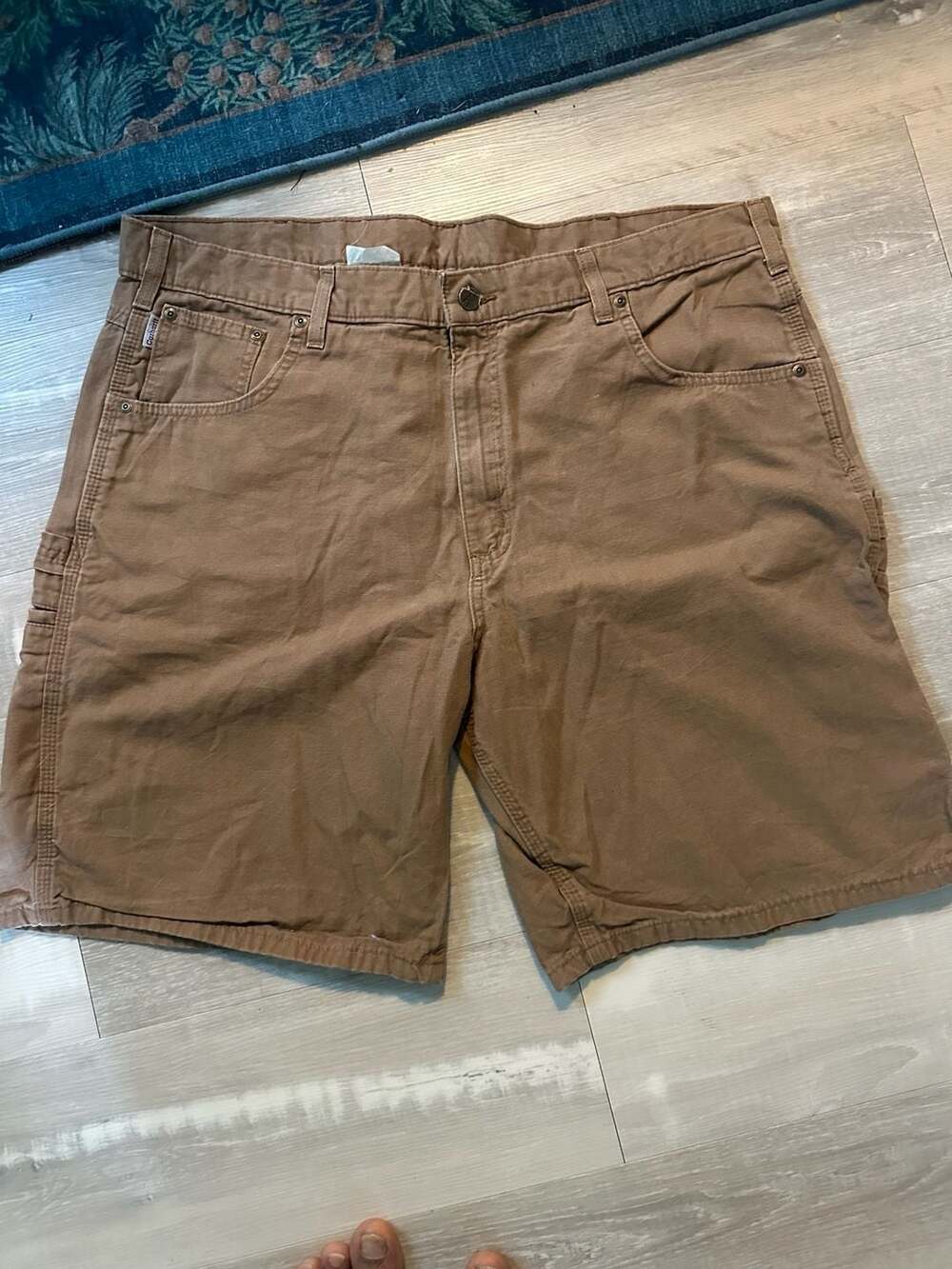 Carhartt Brown Cotton Canvas Work Utility Shorts with Carpenter Pockets